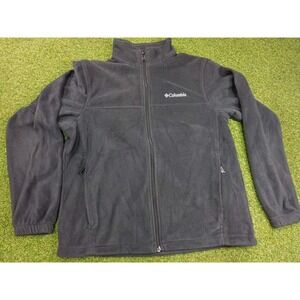 Columbia Steens‎ Mountain Fleece Jacket Mens L Black Logo Sportswear Mock Neck